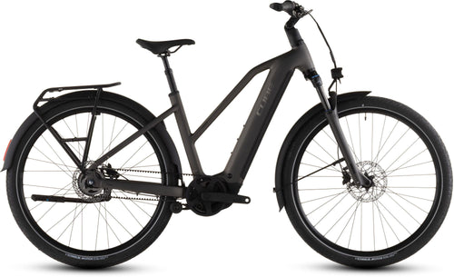 2026 Cube Cube Touring Hybrid Comfort Slx 800 Trapeze Electric Hybrid Bikes In Charcoal And Chrome