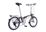 Dahon Boardwalk D7 20" folding bike in Rust Brown, rear three-quarter view