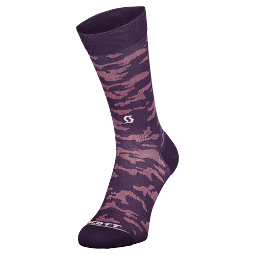 SCOTT Trail Camo Crew Sock in Dark Purple/White, main view