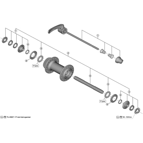 Shimano HB-M595 right hand lock nut unit