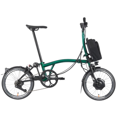 Brompton Electric P-Line Folding Electric Bike in Emerald Lacquer