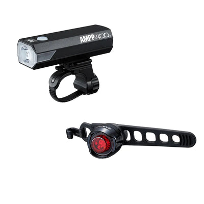 Cateye AMPP 400 and ORB Rechargable Front and Rear Bike Light Set