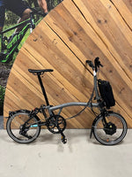 Ex Demo Brompton Electric P Line M4L Mid Electric Folding Bike in Storm Grey