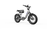 UTO OG200 electric bike in Metallic Silver, three-quarter right