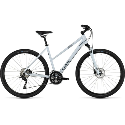 Cube Nature Pro Trapeze Hybrid Bike in Frost White