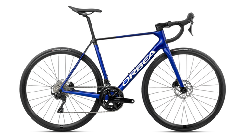 Orbea ORCA M30 Road Bike in Cobalt Blue - Carbon Raw (Matt), side view