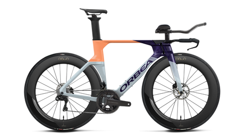 Orbea ORDU M20I LTD Road Bike in Halo Silver - Tanzanite - Orange Cloud (Gloss), side view