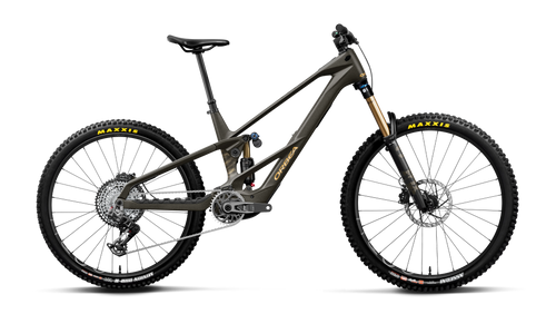 Orbea WILD LT M-TEAM RS MULLET Mountain Bike in Magic Gold C. View (Matt) - Titan Gold (Gloss), side view