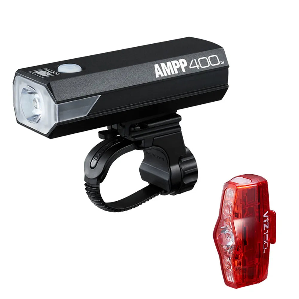 Cateye AMPP400 and ViZ150 Front and Rear Rechargeable Bike Light Set