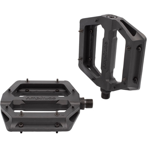 Amplitude G100 Flat Pedals, Replaceable Pins, Black - image 1