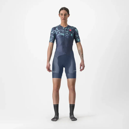 Castelli Free Sanremo 2 Short Sleeve Women's Suit in Belgian Blue/Light Turquoise
