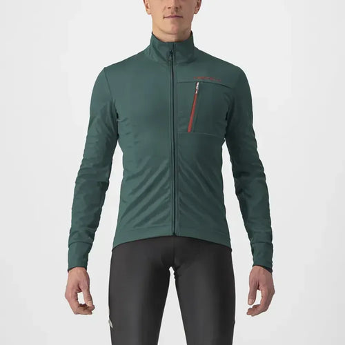 Castelli Go Jacket In Rover Green/Red Orange