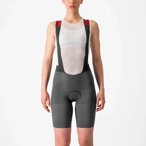 Castelli Premio Black Women's Bib Shorts in Gunmetal Grey/Clay