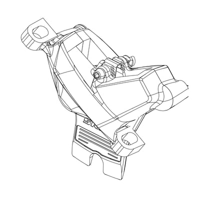 SRAM Spare - Disc Brake Caliper Assembly - (Assembled, No Hose) Black Anodized - Code Silver Stealth C1) (SRAM spare parts catalogue drawing)