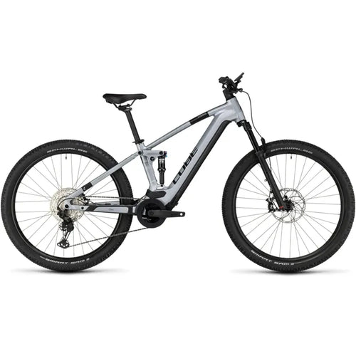 2024 Cube Stereo Hybrid 120 Race 750 eMountain Bike in Polar Silver