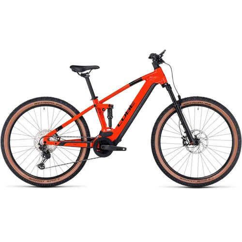 2024 Cube Stereo Hybrid 120 Race 750 eMountain Bike in Spark Orange