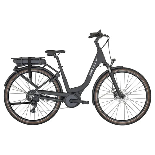 2024 Scott Sub Active eRIDE 10 Rack Electric Hybrid Bike in Black
