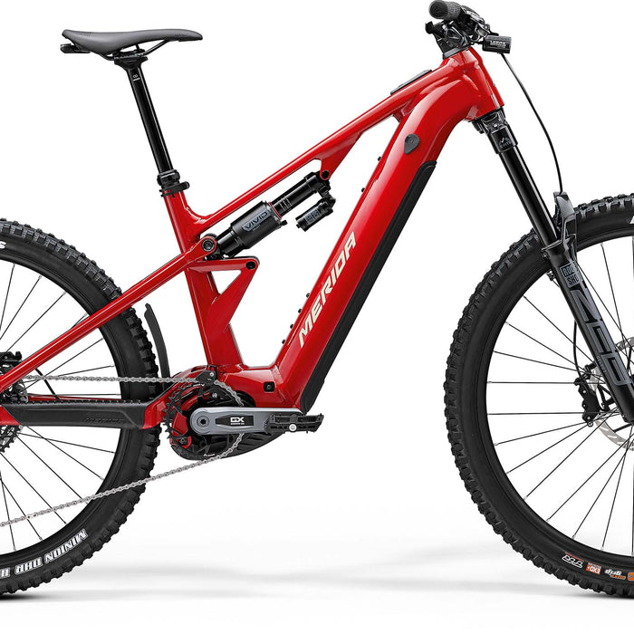 2025 Merida eOne Eighty 700 Electric Full Suspension Mountain Bike in Red