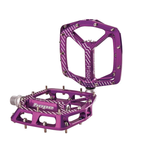 Hope F22 Flat Mountain Bike Pedals in Purple