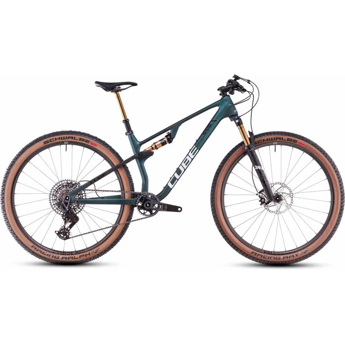 2025 Cube Ams Zero99 C:68X Slx 29 Carbon Full Suspension Mountain Bike in Green