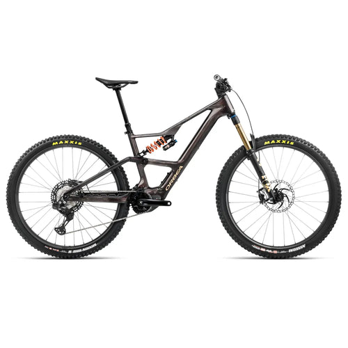 2025 Orbea Rise Lt M-Team 420W Carbon Electric Mountain Bike In Cosmic Carbon View And Golden Sand
