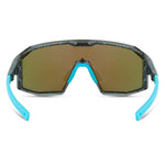 Madison Enigma Blue Black Splatter Sunglasses -3 Lens Pack-Purple Mirror / Amber / Clear