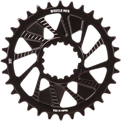 Wheels MFG Black Chainring, SRAM 3-Bolt, 3mm, Hyperglide+ Chain