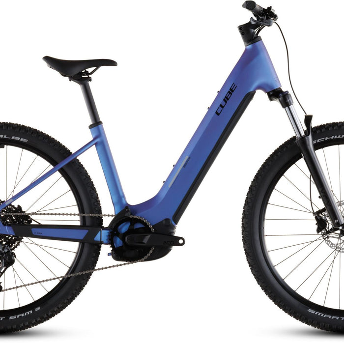 2026 Cube Cube Reaction Hybrid One 600 Easy Entry Electric Mountain Bike In Blueiris And Reflect