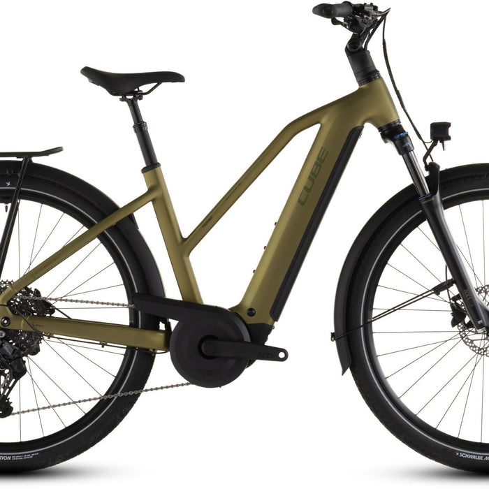 2026 Cube Cube Touring Hybrid Pro 800 Trapeze Electric Hybrid Bikes In Goldenlime And Black
