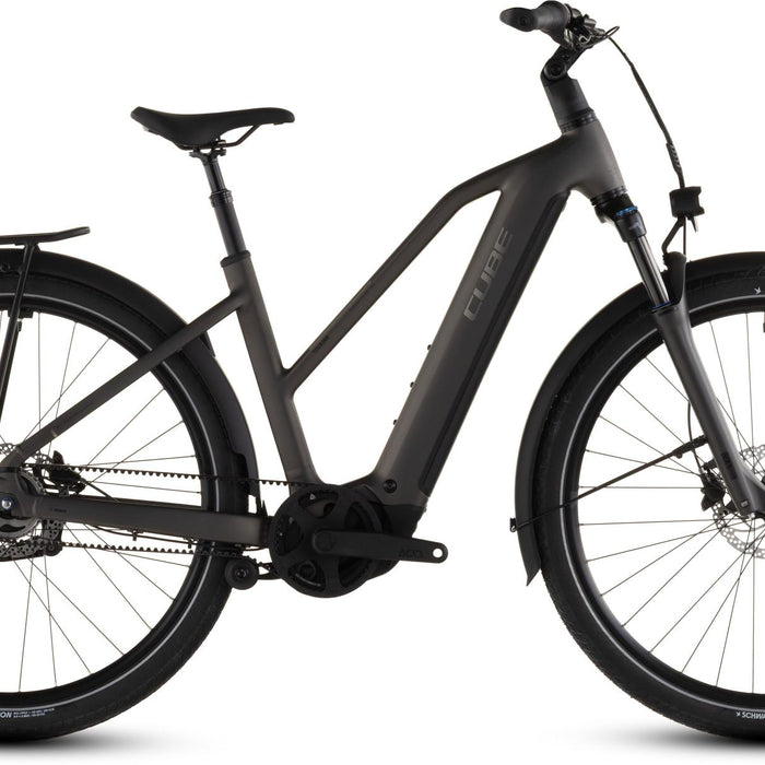 2026 Cube Cube Touring Hybrid Comfort Slx 800 Trapeze Electric Hybrid Bikes In Charcoal And Chrome