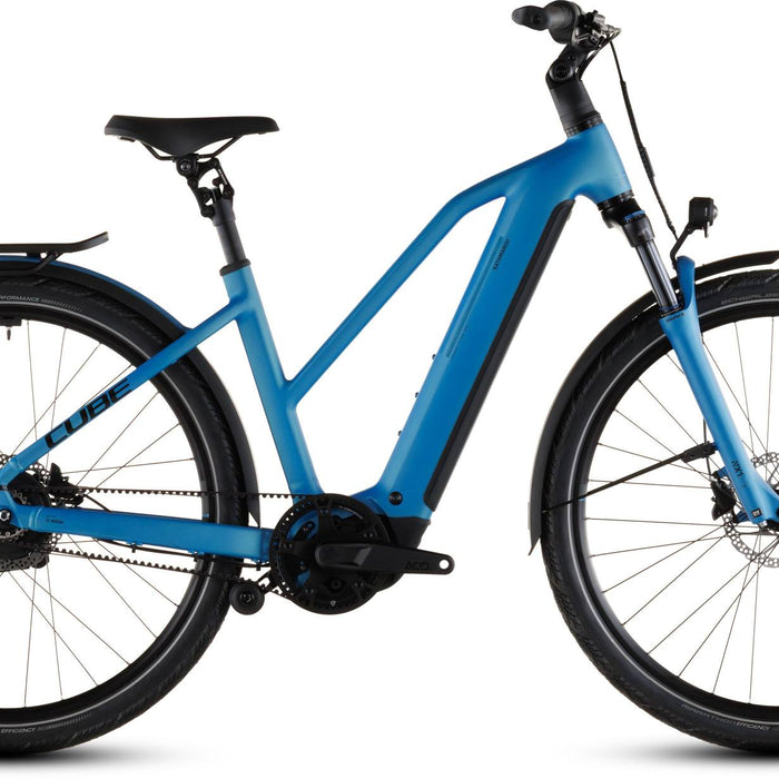 2026 Cube Cube Kathmandu Hybrid Comfort Pro 800 Trapeze Electric Hybrid Bikes In Azure And Black