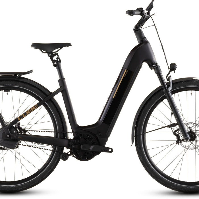 2026 Cube Cube Kathmandu Hybrid Comfort Slx 800 Easy Entry Electric Hybrid Bikes In Solareclipse And Gold