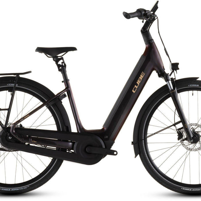 2026 Cube Cube Supreme Hybrid Comfort Pro 600 Easy Entry Electric Hybrid Bikes In Solareclipse And Gold