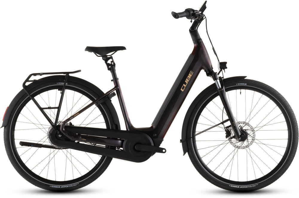 2026 Cube Cube Supreme Hybrid Comfort Pro 600 Easy Entry Electric Hybrid Bikes In Solareclipse And Gold