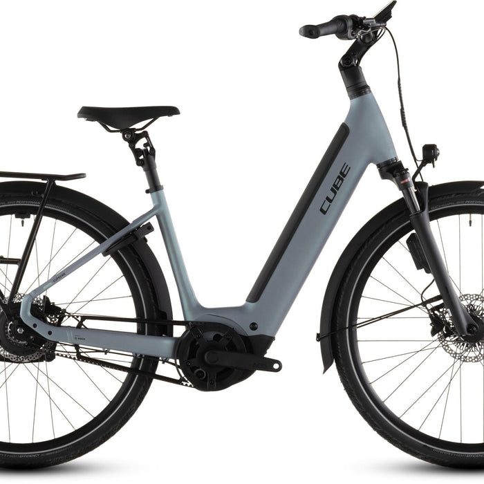2026 Cube Cube Supreme Hybrid Deluxe Slx 600 Easy Entry Electric Hybrid Bikes In Seagrey And Black