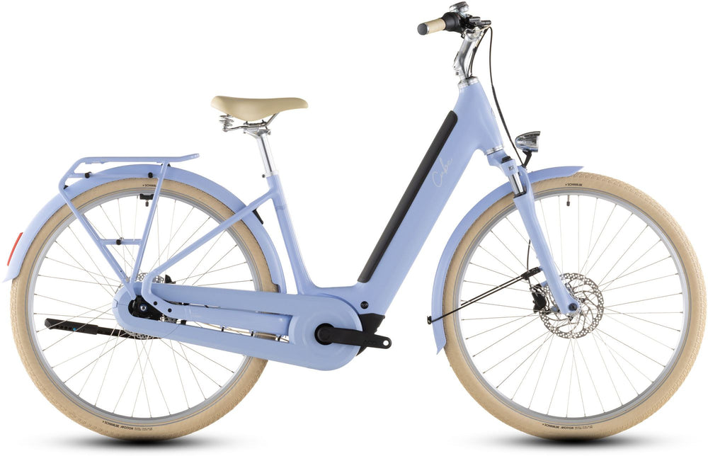 2026 Cube Cube Aruba Hybrid 600 Easy Entry Electric Hybrid Bikes In Blueblossom And Creme