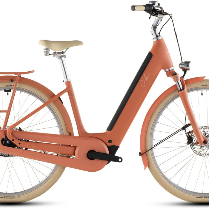 2026 Cube Cube Aruba Hybrid 600 Easy Entry Electric Hybrid Bikes In Papaya And Creme