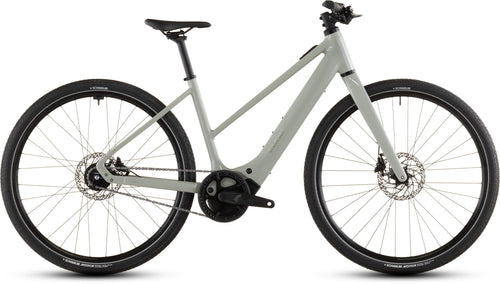 2026 Cube Cube Editor Hybrid Slx 400X Trapeze Electric Hybrid Bikes In Reedbeige And Chrome