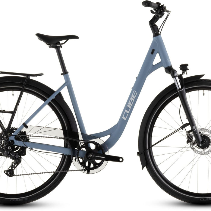 2026 Cube Cube Touring One Easy Entry Hybrid Bike In Bluebird And Grey