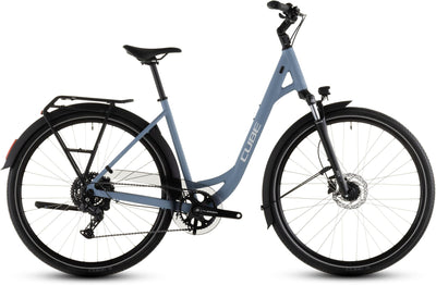 2026 Cube Cube Touring One Easy Entry Hybrid Bike In Bluebird And Grey