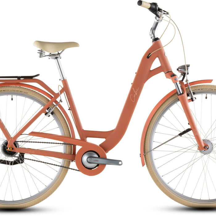 2026 Cube Cube Aruba Easy Entry Hybrid Bike In Papaya And Cream