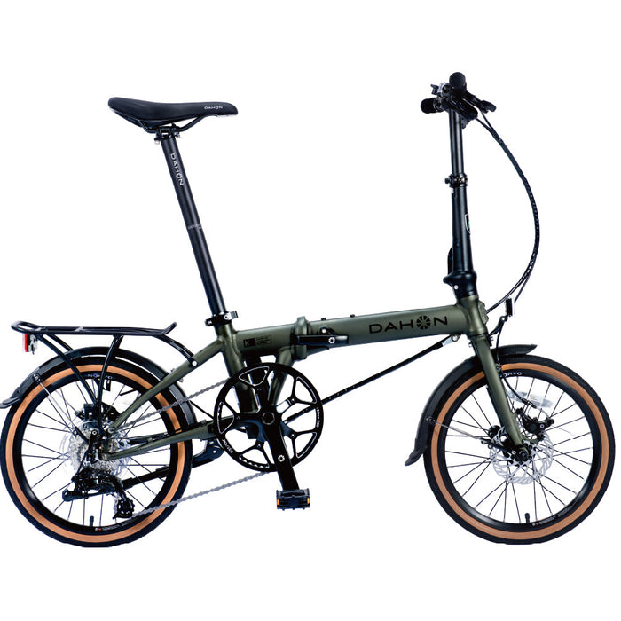 Dahon K9 folding bike in Forest Green, side view