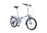 Dahon Boardwalk D7 20" folding bike in Silver Grey, front three-quarter view