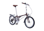 Dahon Boardwalk D7 20" folding bike in Rust Brown, front three-quarter view