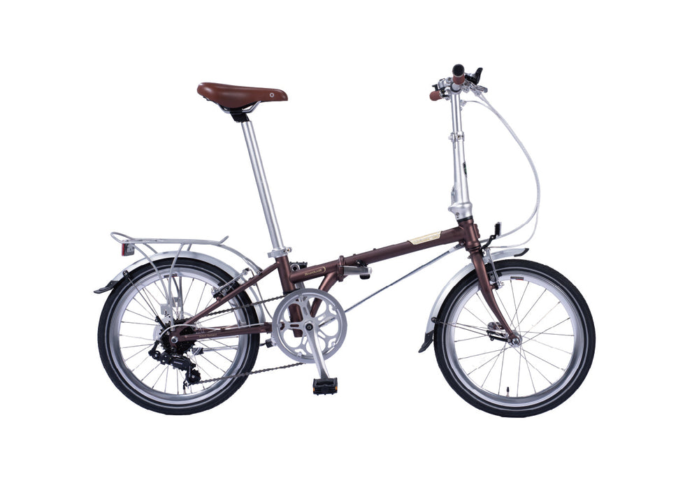 Dahon Boardwalk D7 20" folding bike in Rust Brown, side view