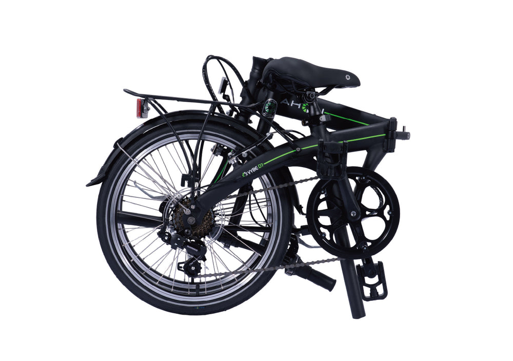 Dahon Vybe D7 folding bike in Obsidian, folded