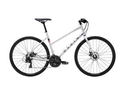 2025 Marin Fairfax 1 ST Hybrid Bike in Silver Red