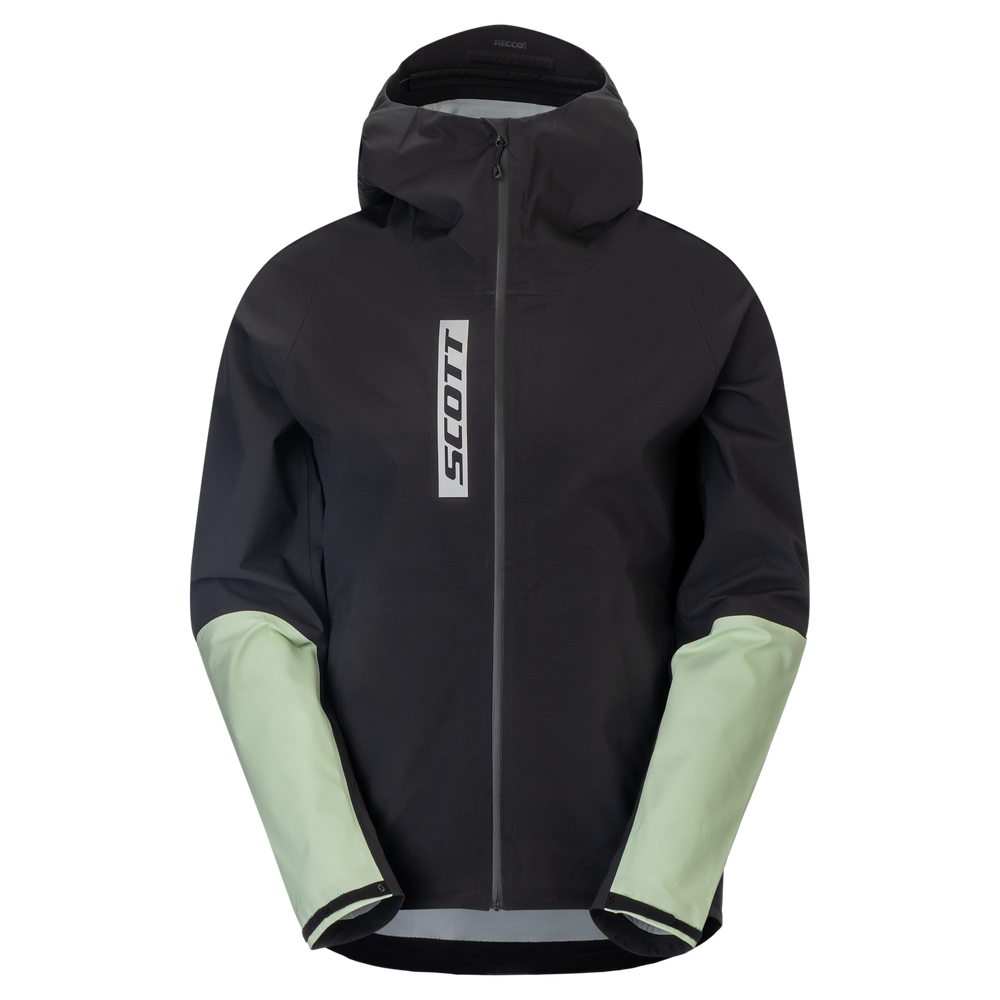 SCOTT Vertic Pro 3 Layer Waterproof Men's Jacket in Black/Vapour Green, main view