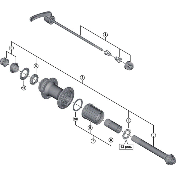 Shimano FH-M770 hub axle unit
