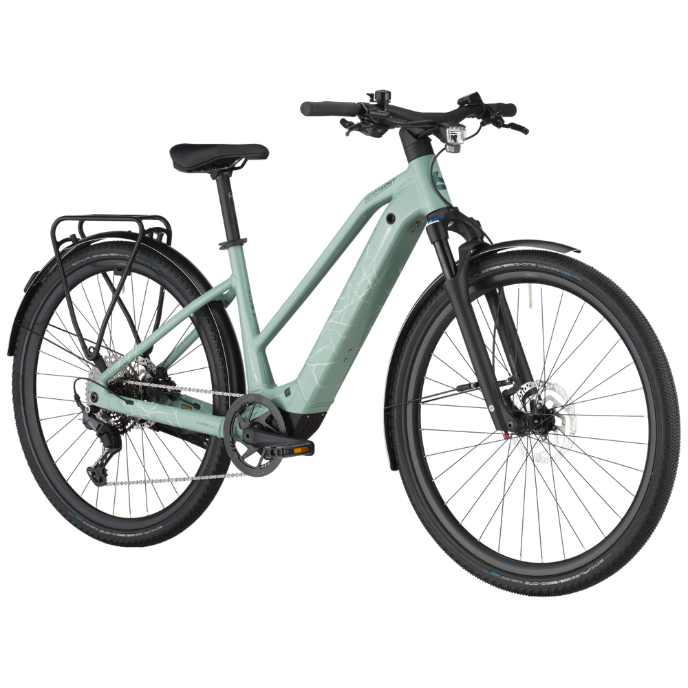 Bergamont Helix 20 Slope Electric Hybrid Bike In Sage Green-image-3